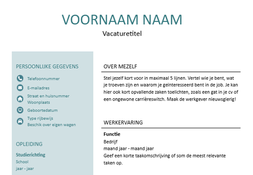 cv sjabloon kleurbalk groen