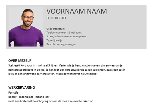 cv sjabloon traditioneel