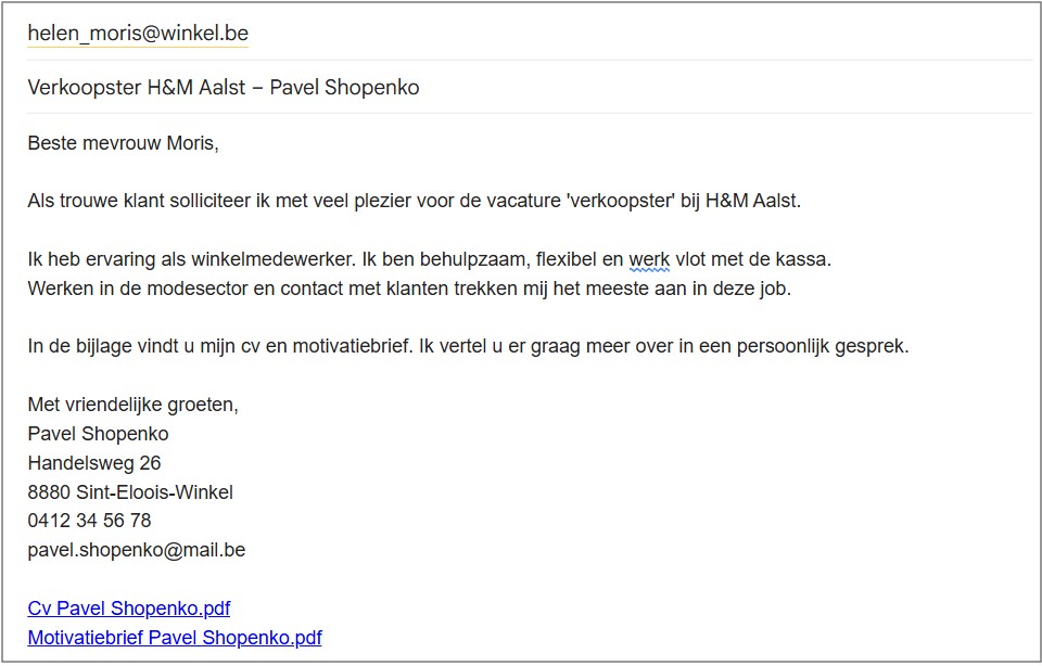 sollicitatiemail voorbeeld